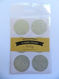 Round silver glitter sticker labels